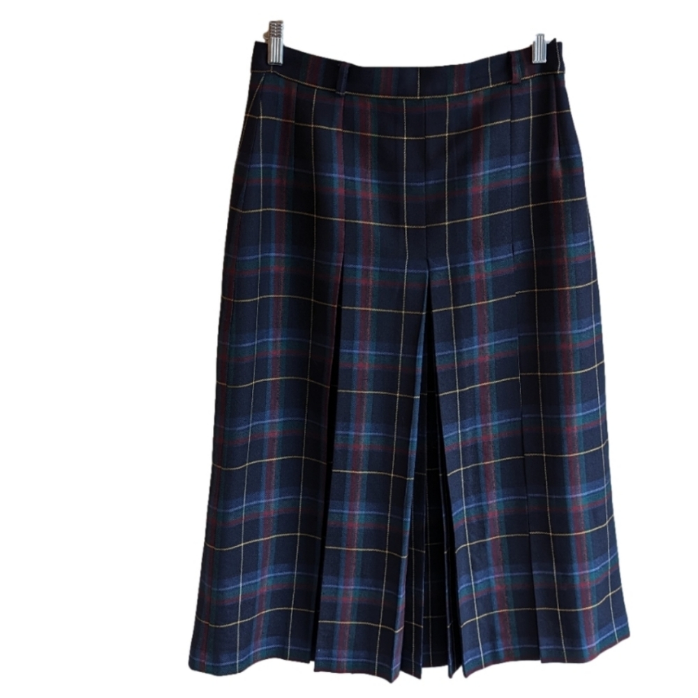 Classic Scottish wool kilt midi skirt plaid sz M